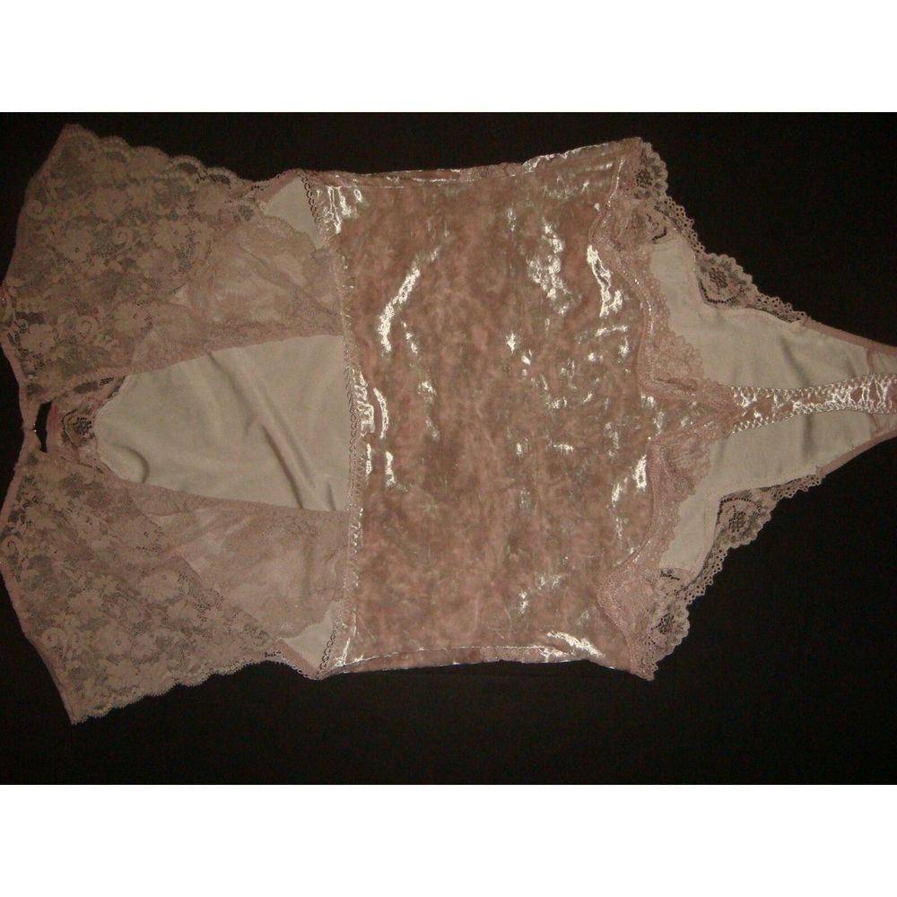 Victoria's Secret unlined 36DD BRA SET+L CORSET+TEDDY lace pink VELOUR velvet - Picture 4 of 10